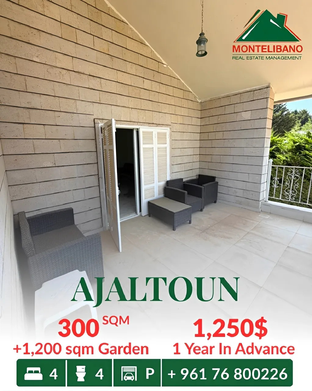 Apartment for rent in Ajaltoun, Lebanon