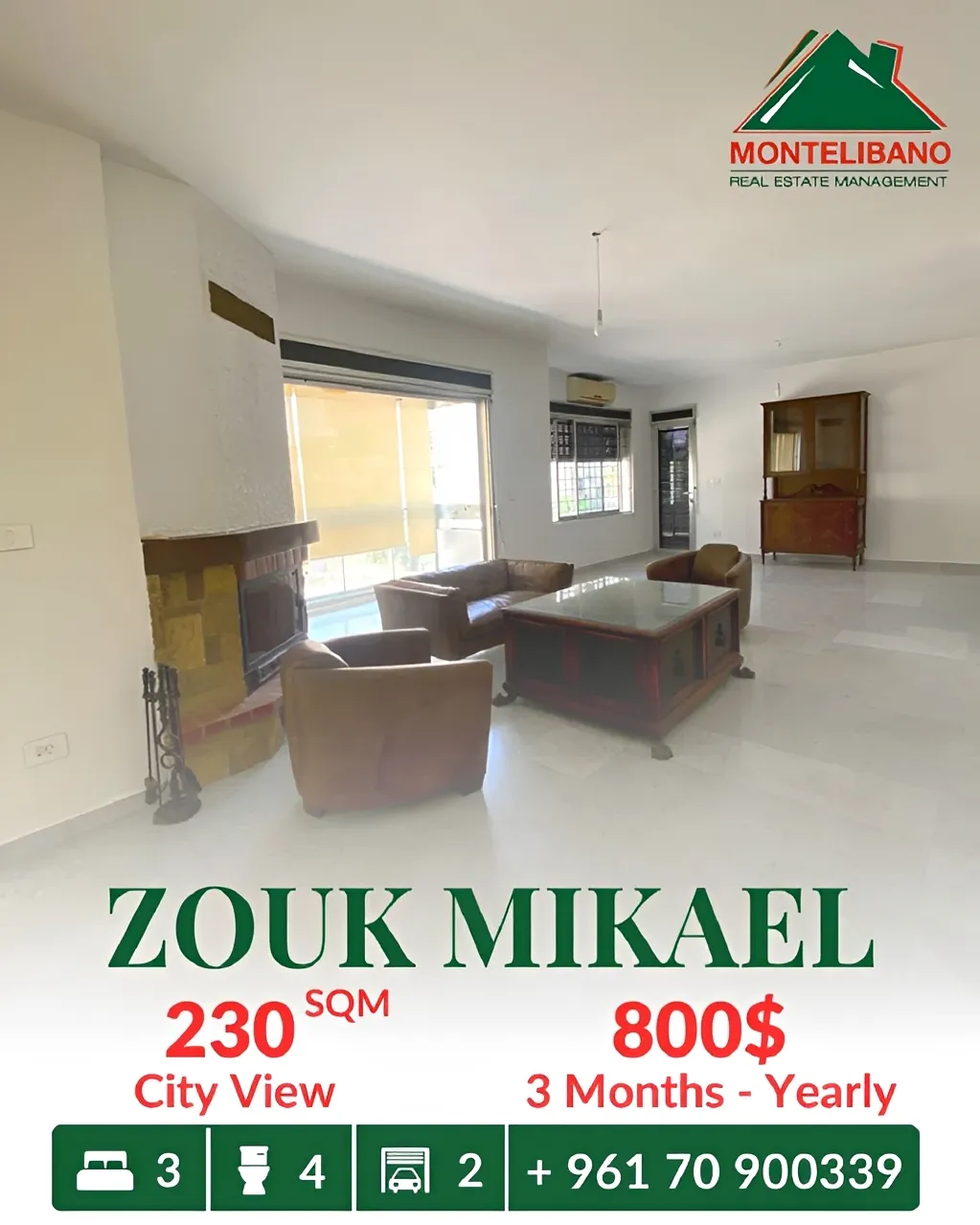 Apartment for rent in Zouk Mikael, Lebanon - 3 bed, 4 bath