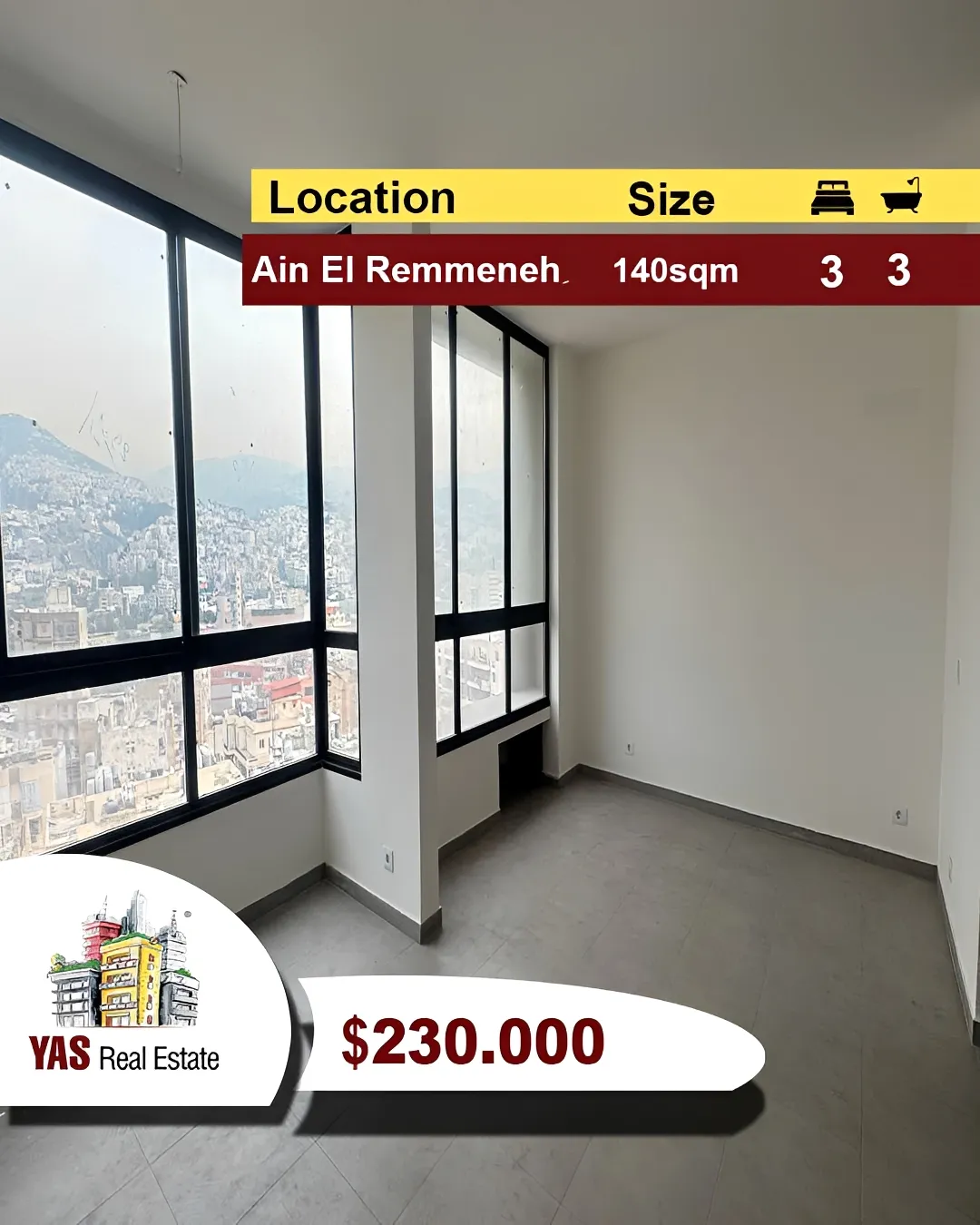 Apartment for Sale in Ain El Remmaneh
