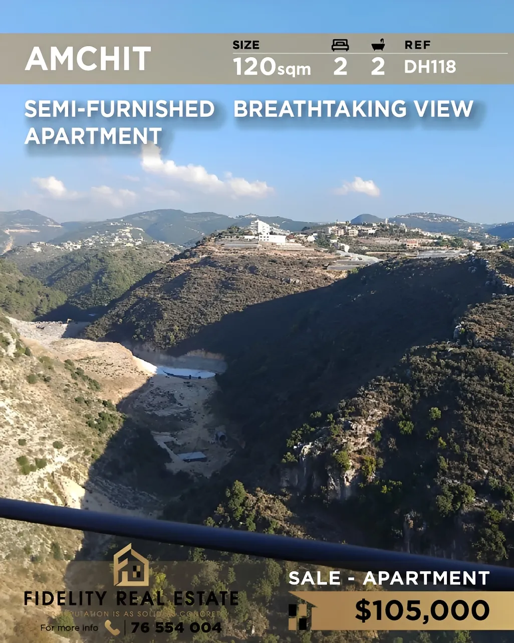 Apartment for sale in Aamchit, Lebanon - 2 bed, 2 bath