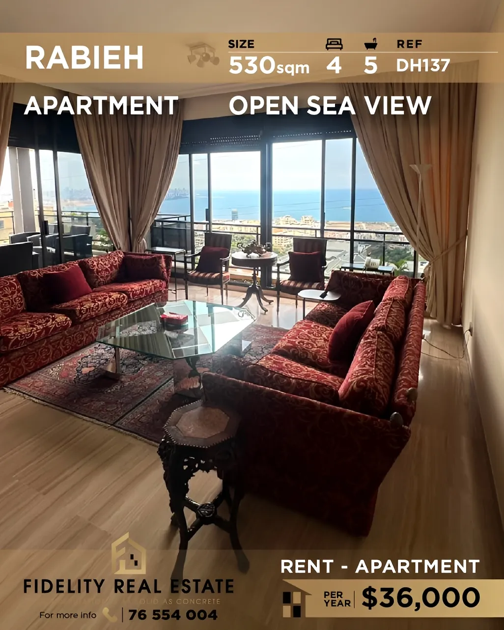 Apartment for rent in Rabieh, Lebanon - 4 bed, 5 bath