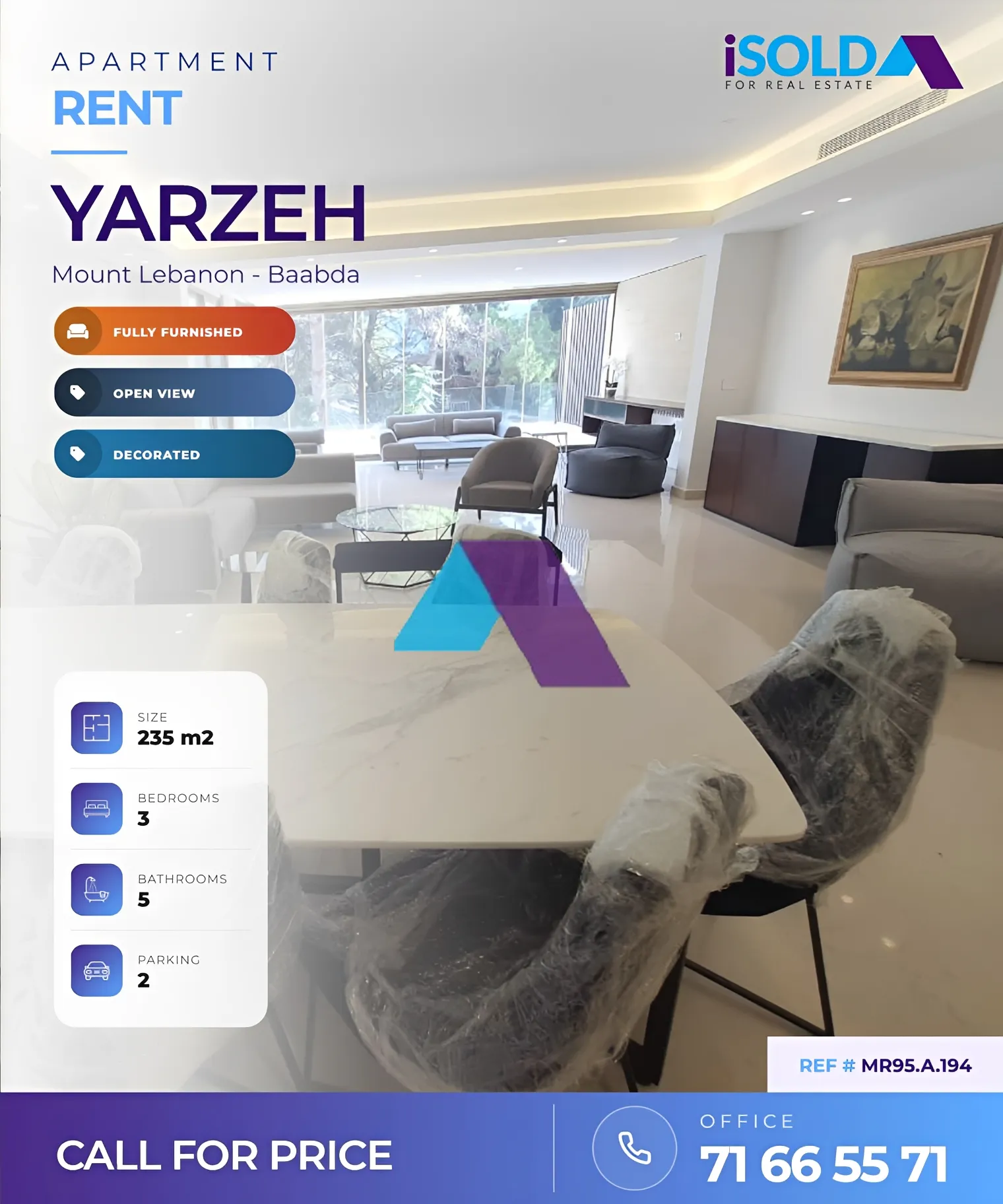 Apartment for rent in Yarzeh