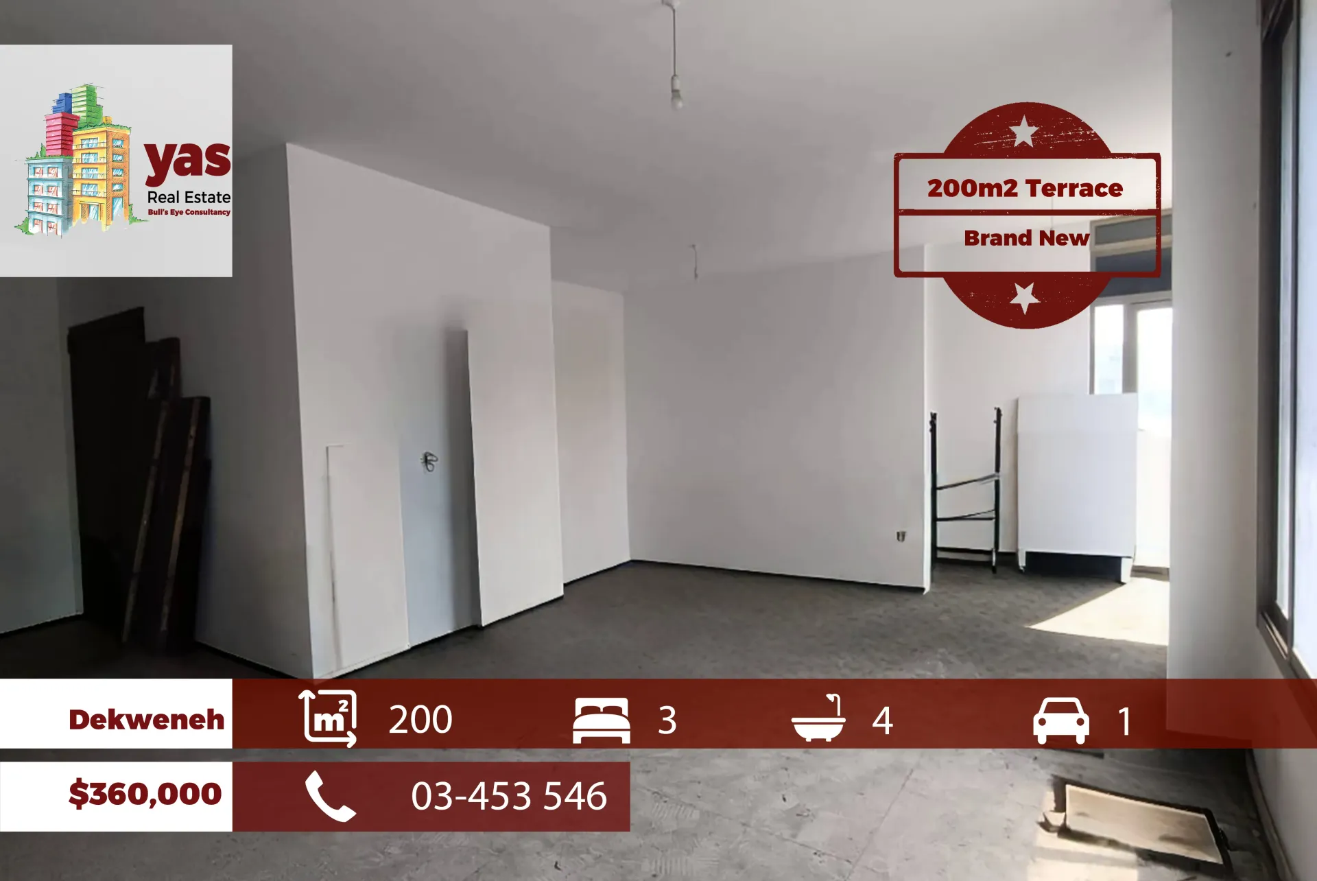 Apartment for Sale in Dekwaneh - 3 bed, 4 bath