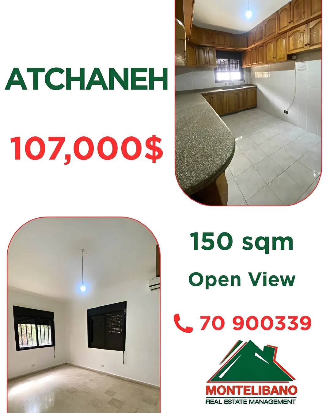 Apartment for sale in Aatchane, Lebanon - 3 bed, 2 bath
