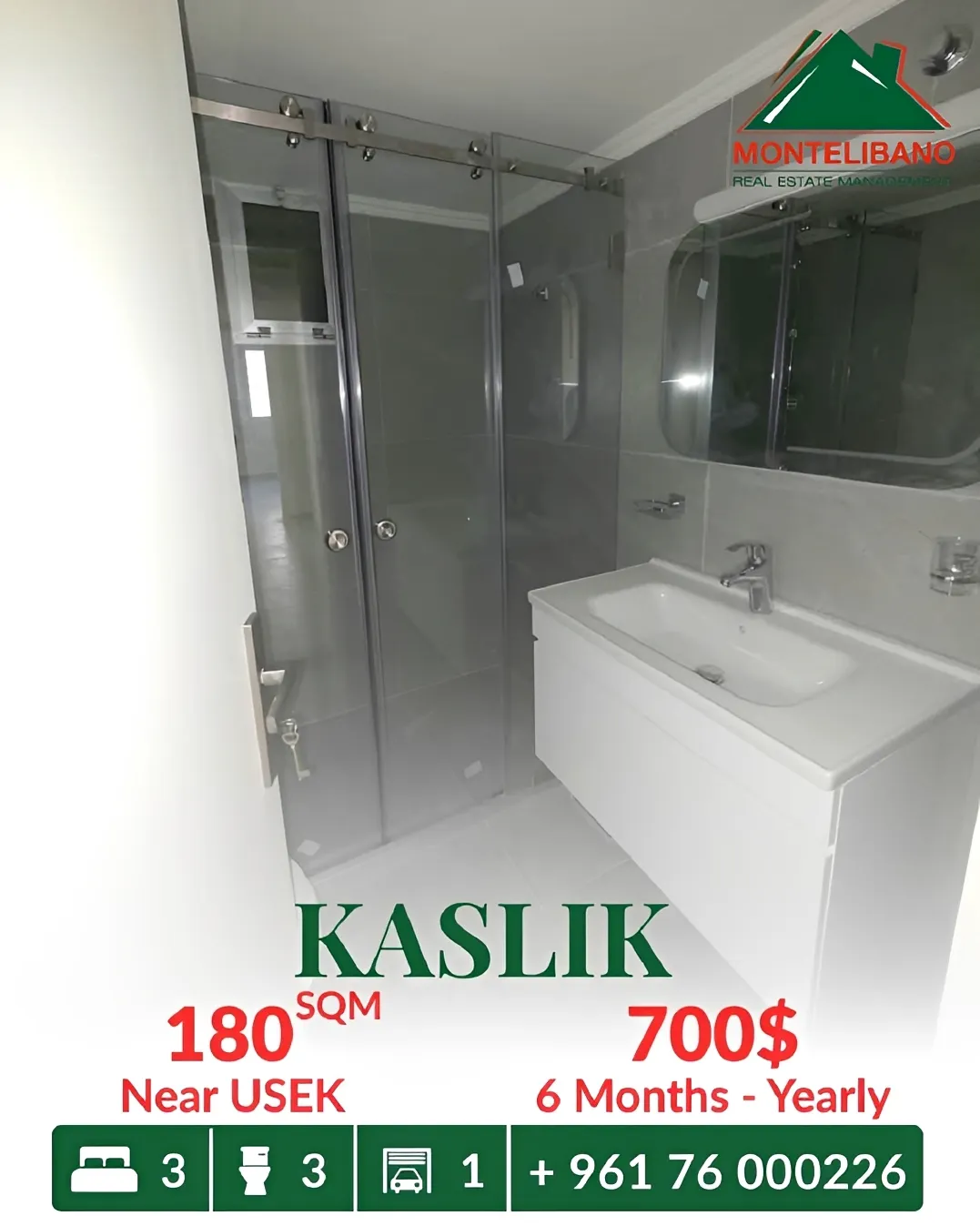 Apartment for rent in Kaslik