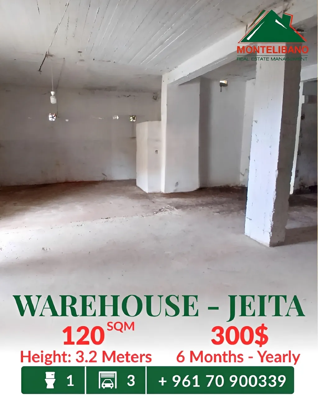 Warehouse for rent in Jeita, Lebanon