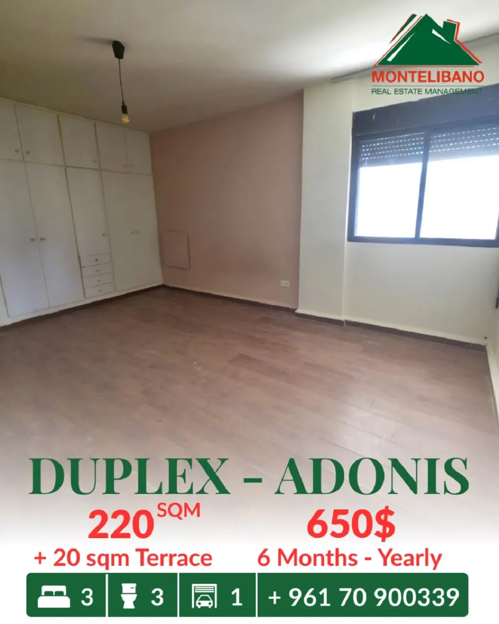 Duplex for rent in Adonis, Lebanon