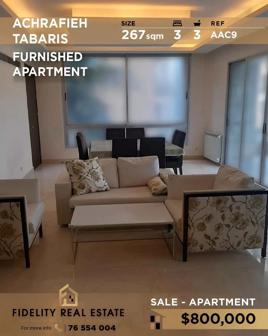 Apartment for Sale in Achrafieh, Beirut, Lebanon - 3 bed, 3 bath
