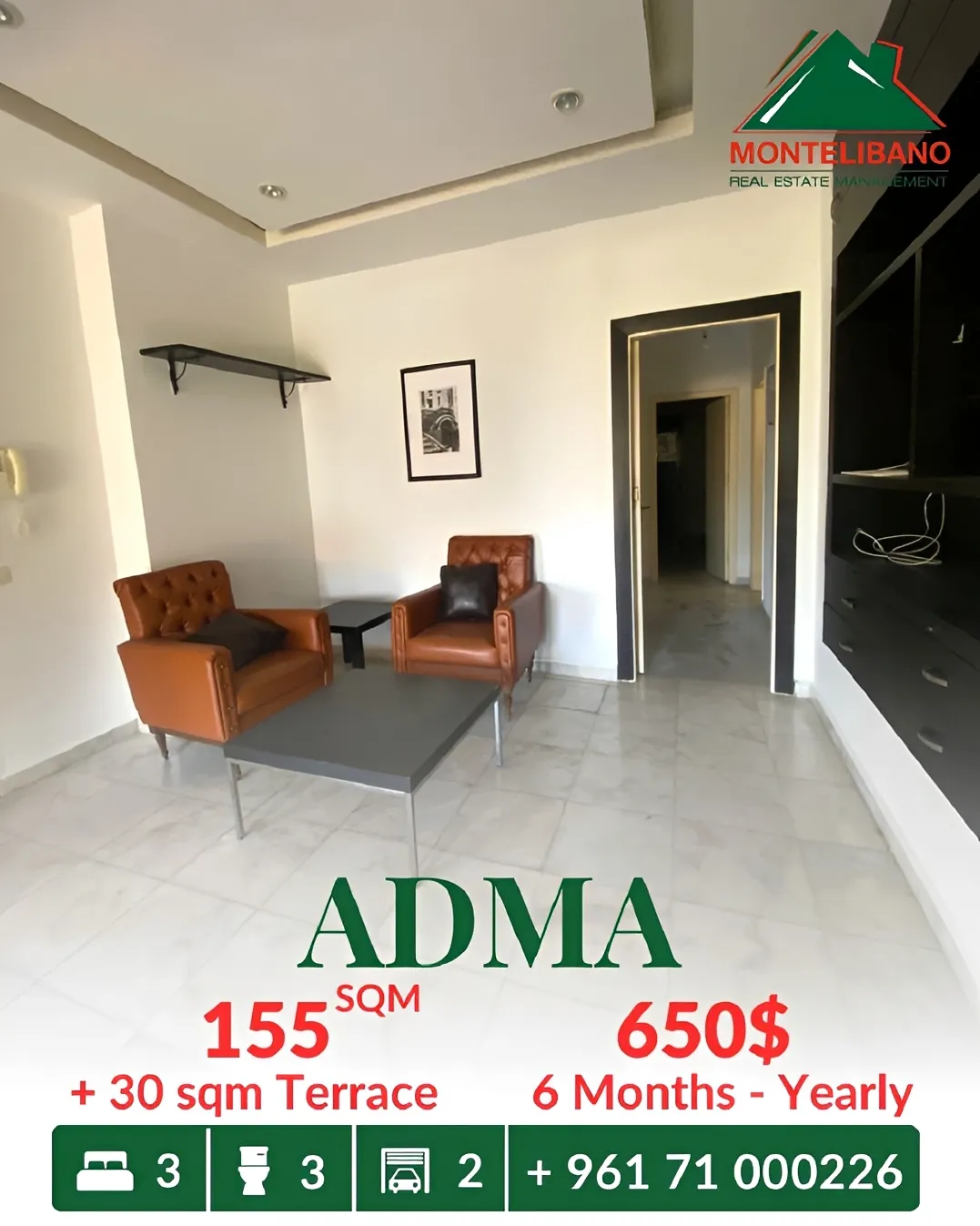 Apartment for rent in Adma w Dafnah, Lebanon