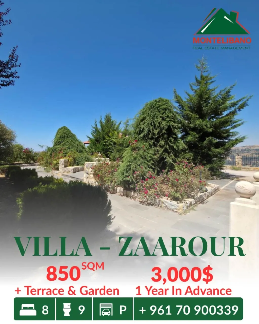 Villa for rent in Zaarour, Lebanon, Lebanon - 8 bed, 9 bath