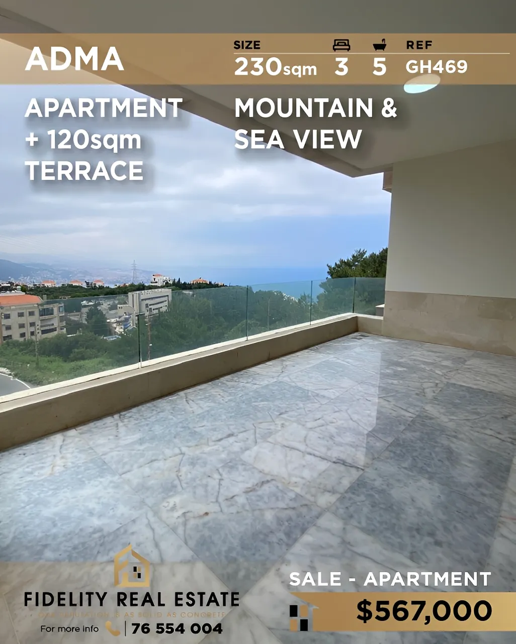 Apartment for sale in Adma w Dafnah, Lebanon