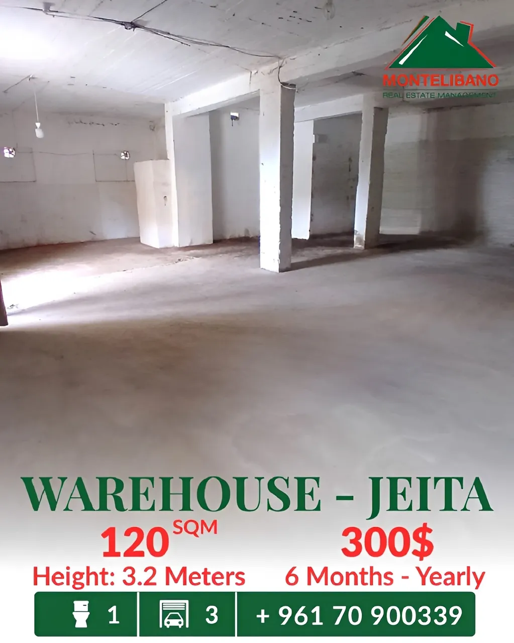 Warehouse for rent in Jeita, Lebanon