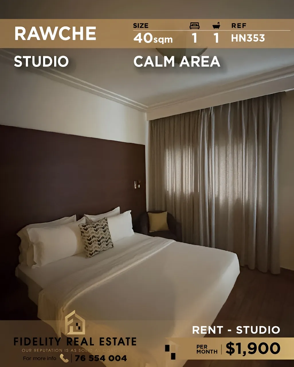 Studio for rent in Raoucheh, Beirut, Lebanon