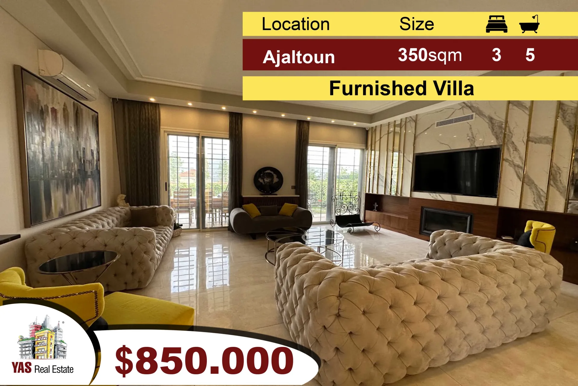 Villa for Sale in Ajaltoun - 3 bed, 5 bath