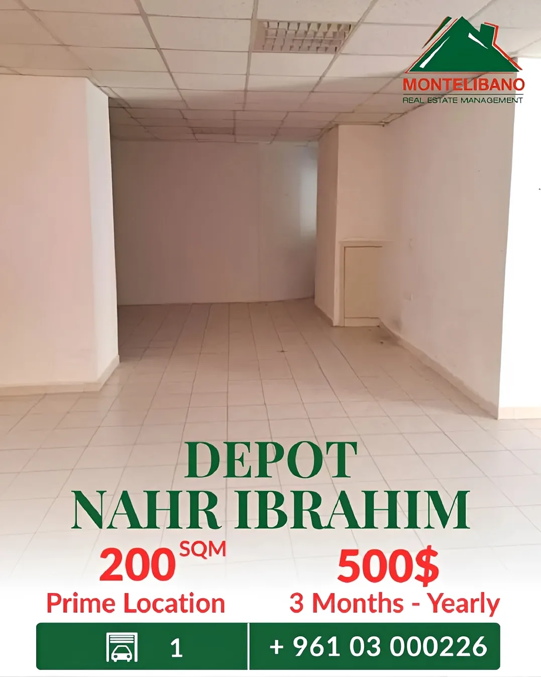 Warehouse for rent in Nahr Ibrahim, Lebanon