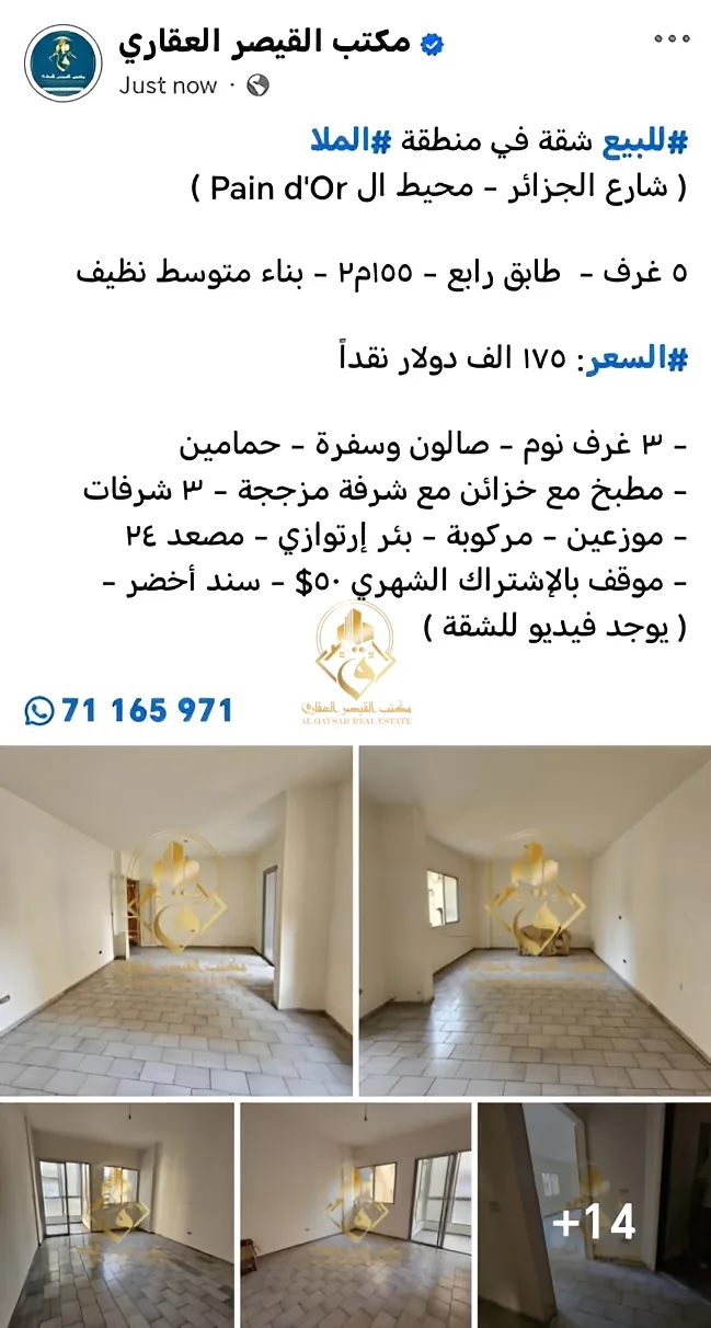 Apartment for sale in El Malla, Beirut, Lebanon - 3 bed, 2 bath