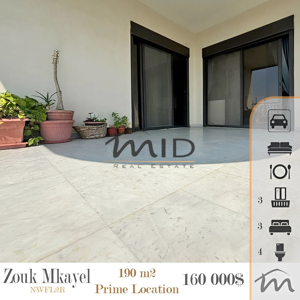 Apartment for sale in Zouk mikael, lebanon - 3 bed, 4.0 bath