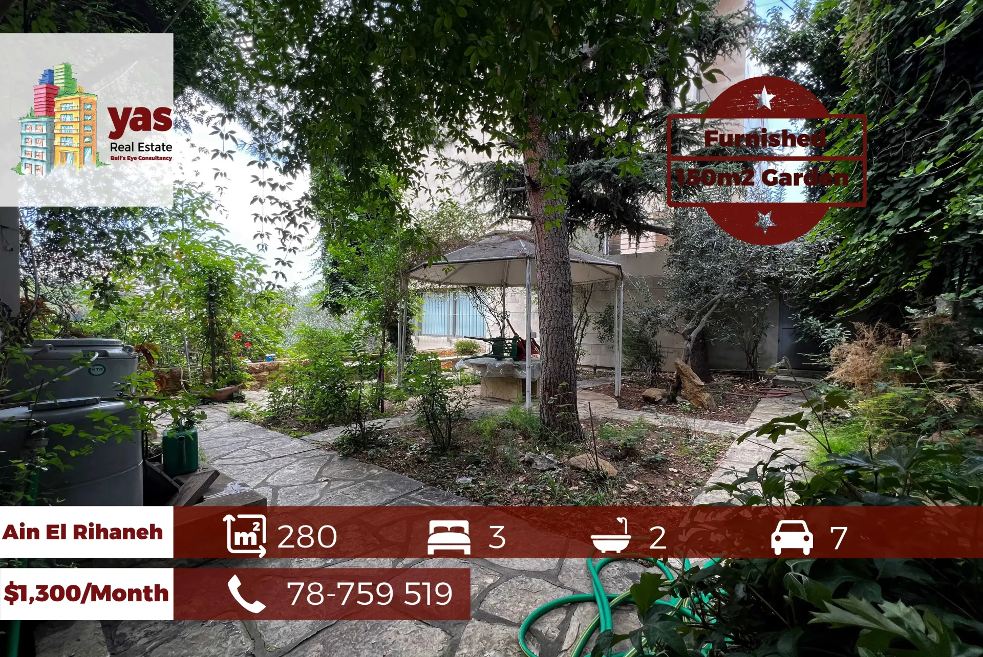 Apartment for Rent in Ain El Rihaneh - 3 bed, 2 bath