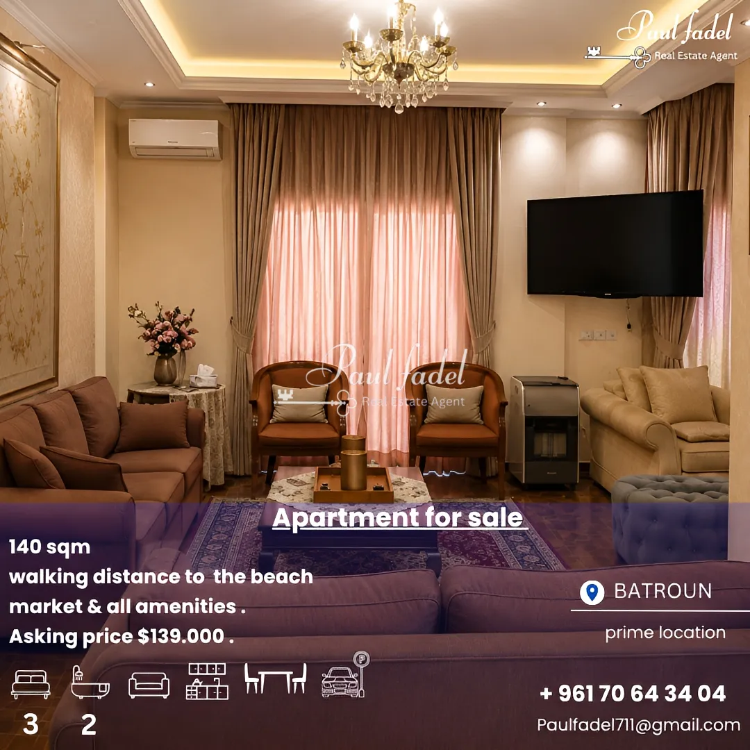 Apartment for sale in Batroun, lebanon