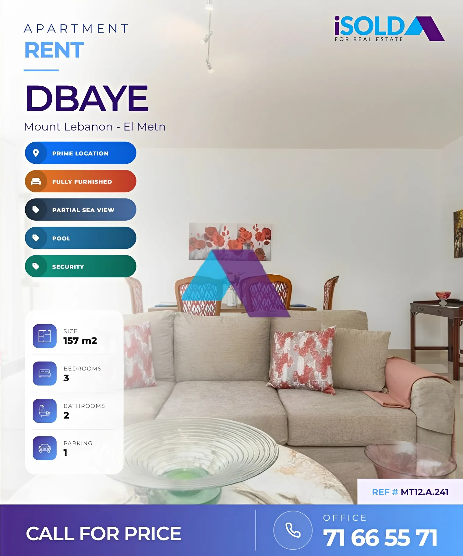 Apartment for rent in Dbayeh