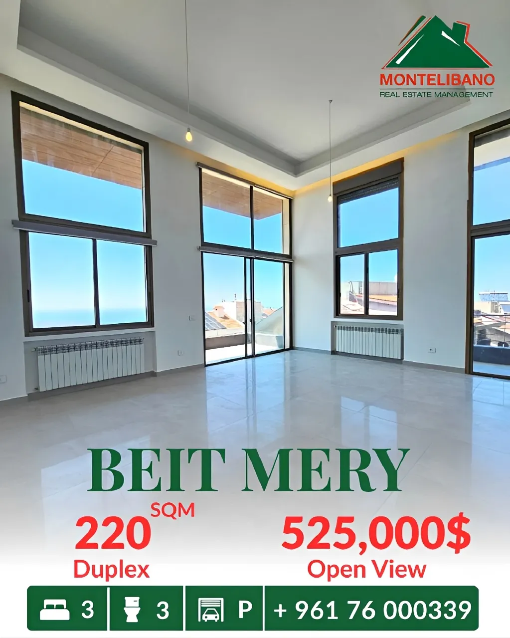 Apartment for sale in Beit Meri, Lebanon - 3 bed, 3 bath
