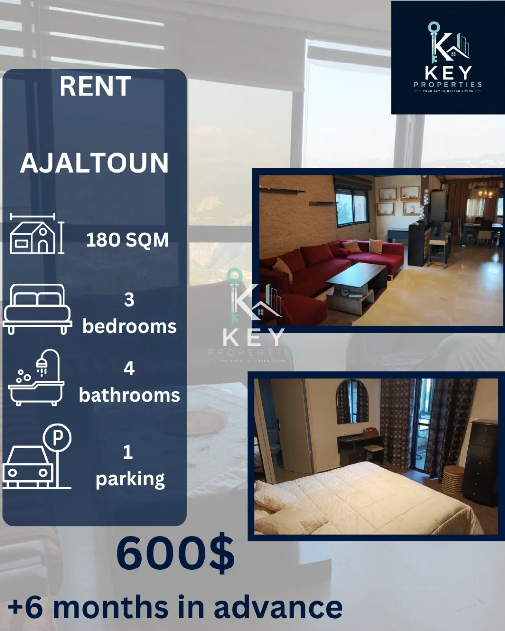 Apartment for rent in Ajaltoun, Lebanon