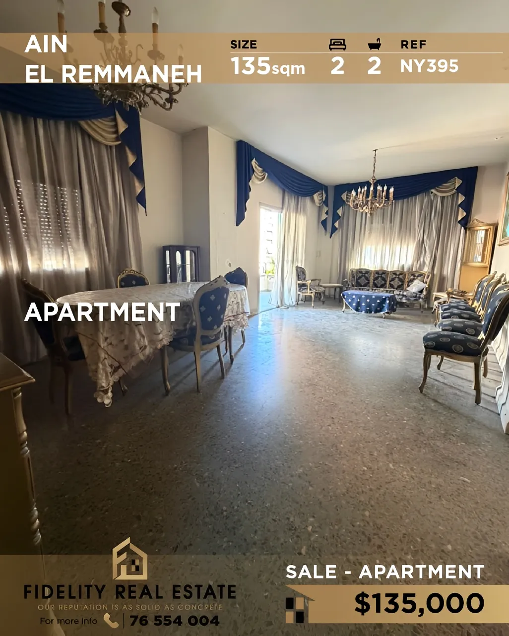 Apartment for sale in Ain El Remmaneh, Lebanon - 2 bed, 2 bath