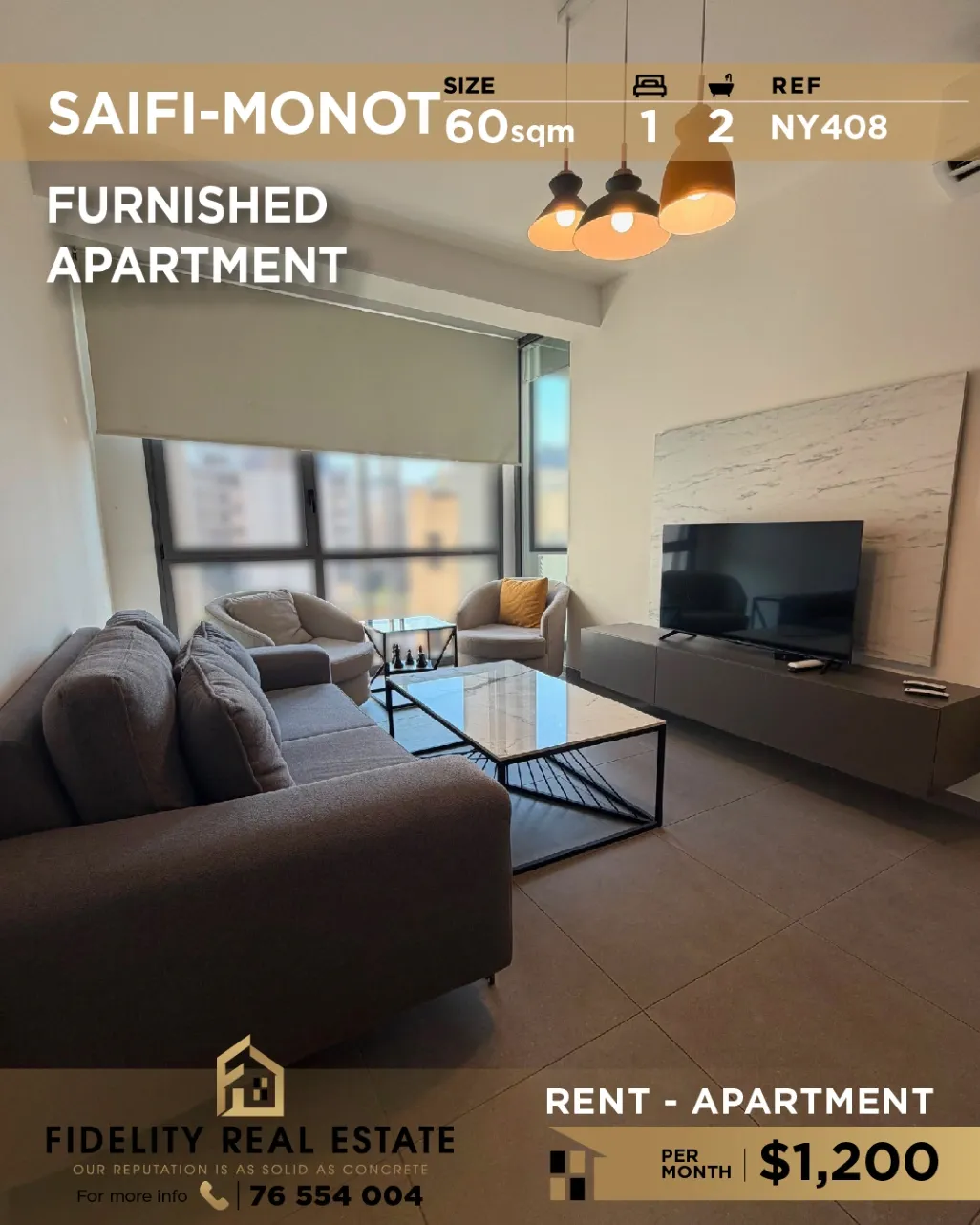 Apartment for rent in Saifi Village, Beirut, Lebanon