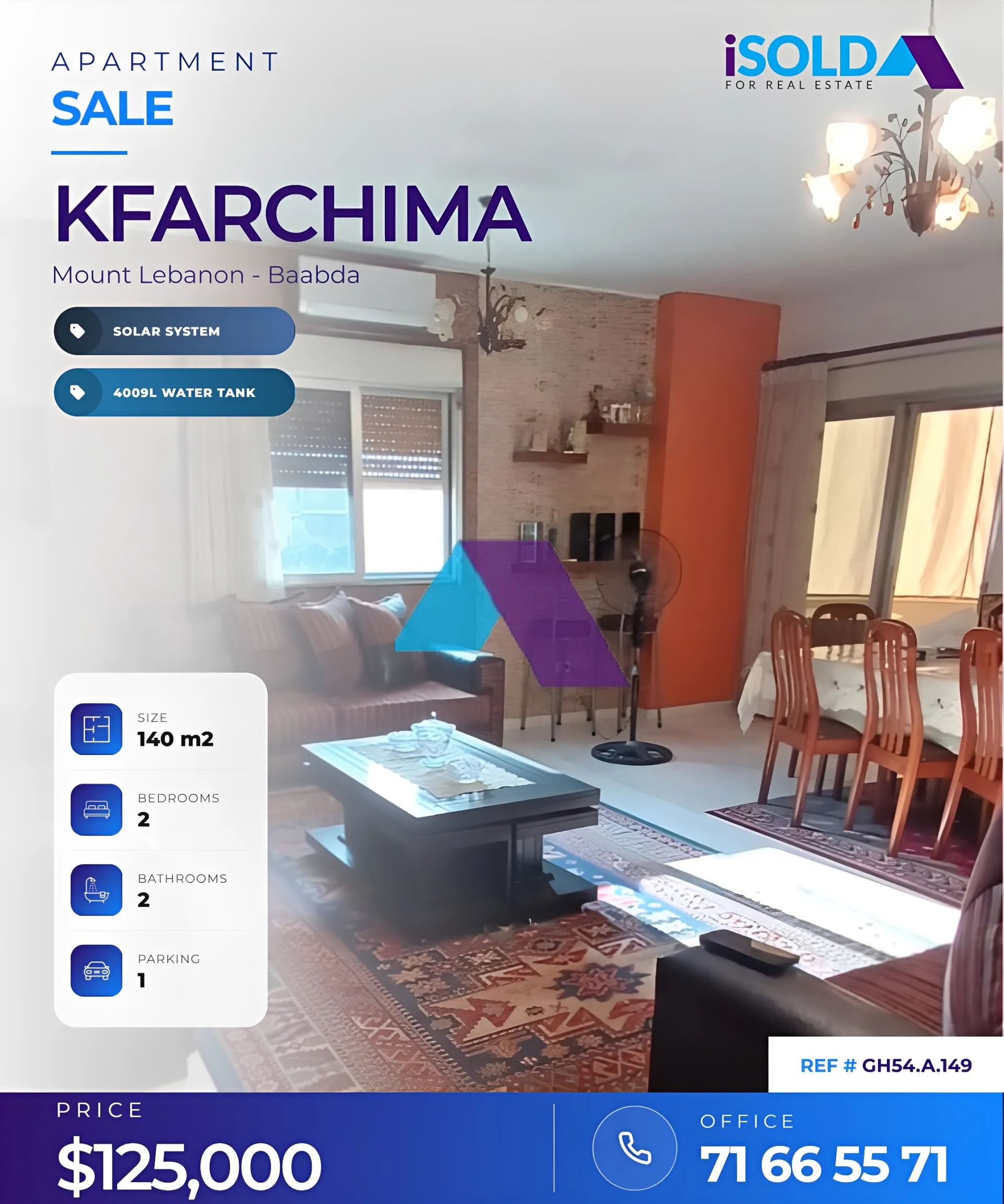 Apartment for sale in Kfarchima, Lebanon - 2 bed, 2 bath