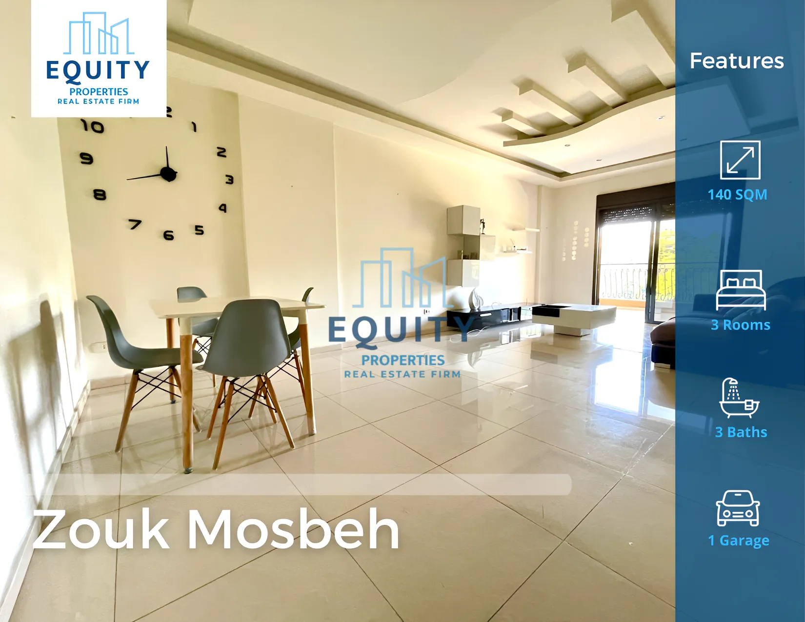 Apartment for Sale in Zouk Mosbeh - 3 bed, 3 bath