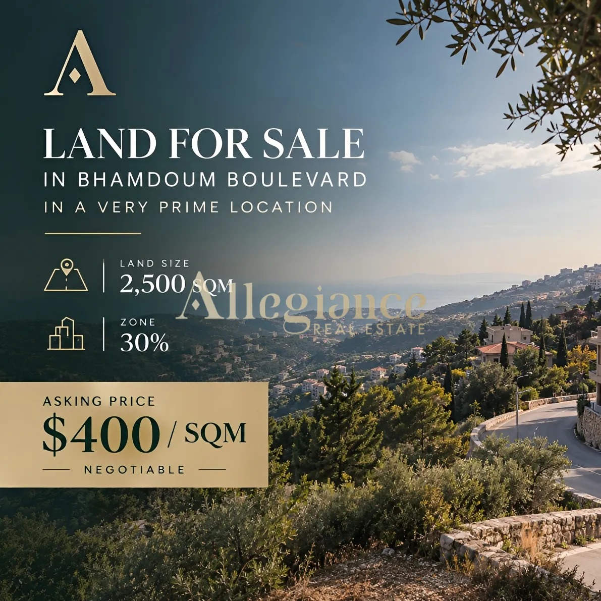 Residential Land for sale in Bhamdoun