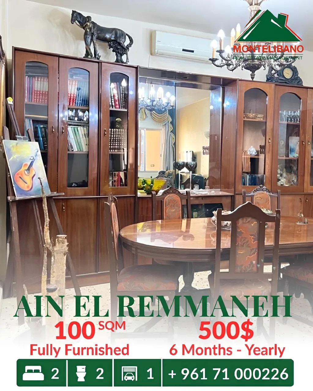 Apartment for rent in Ain El Remmaneh