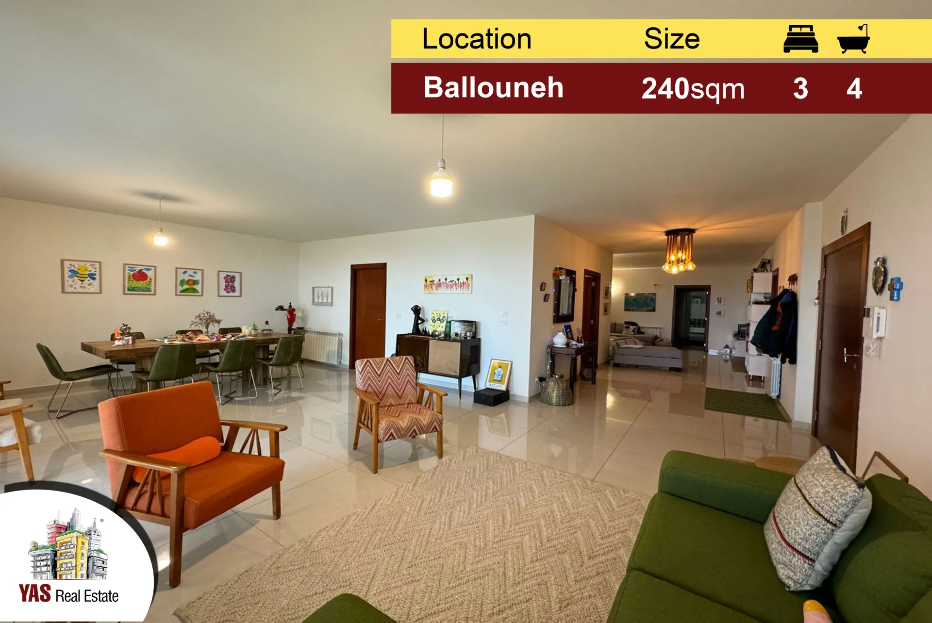 Apartment for Sale in Ballouneh - 3 bed, 4 bath
