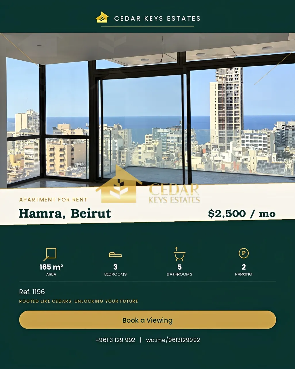 Apartment for rent in Hamra