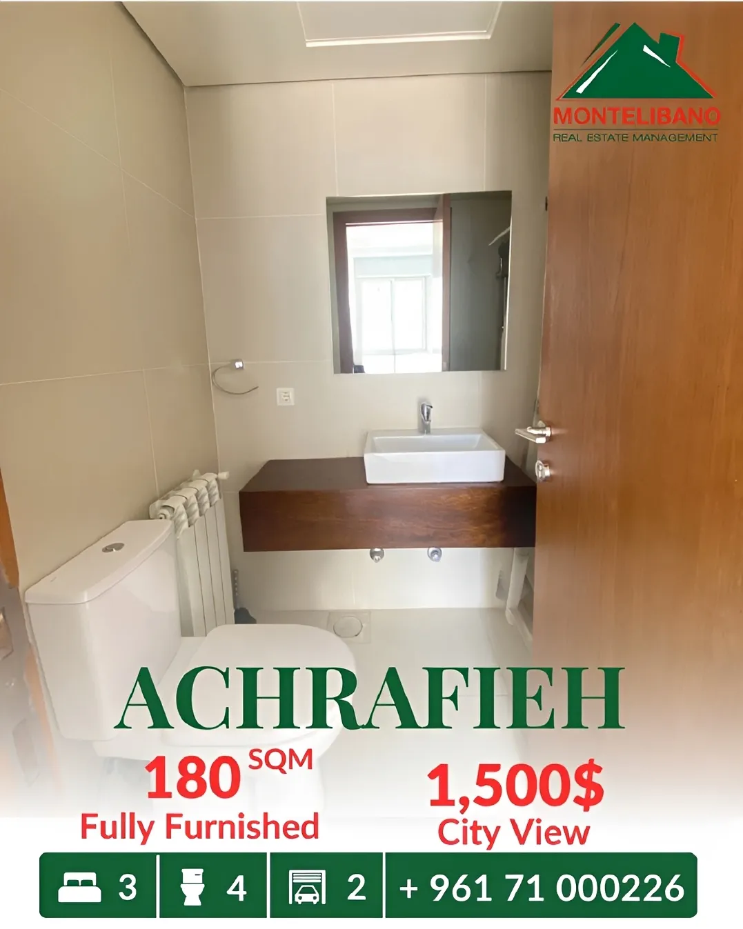 Apartment for rent in Achrafieh, Beirut, Lebanon