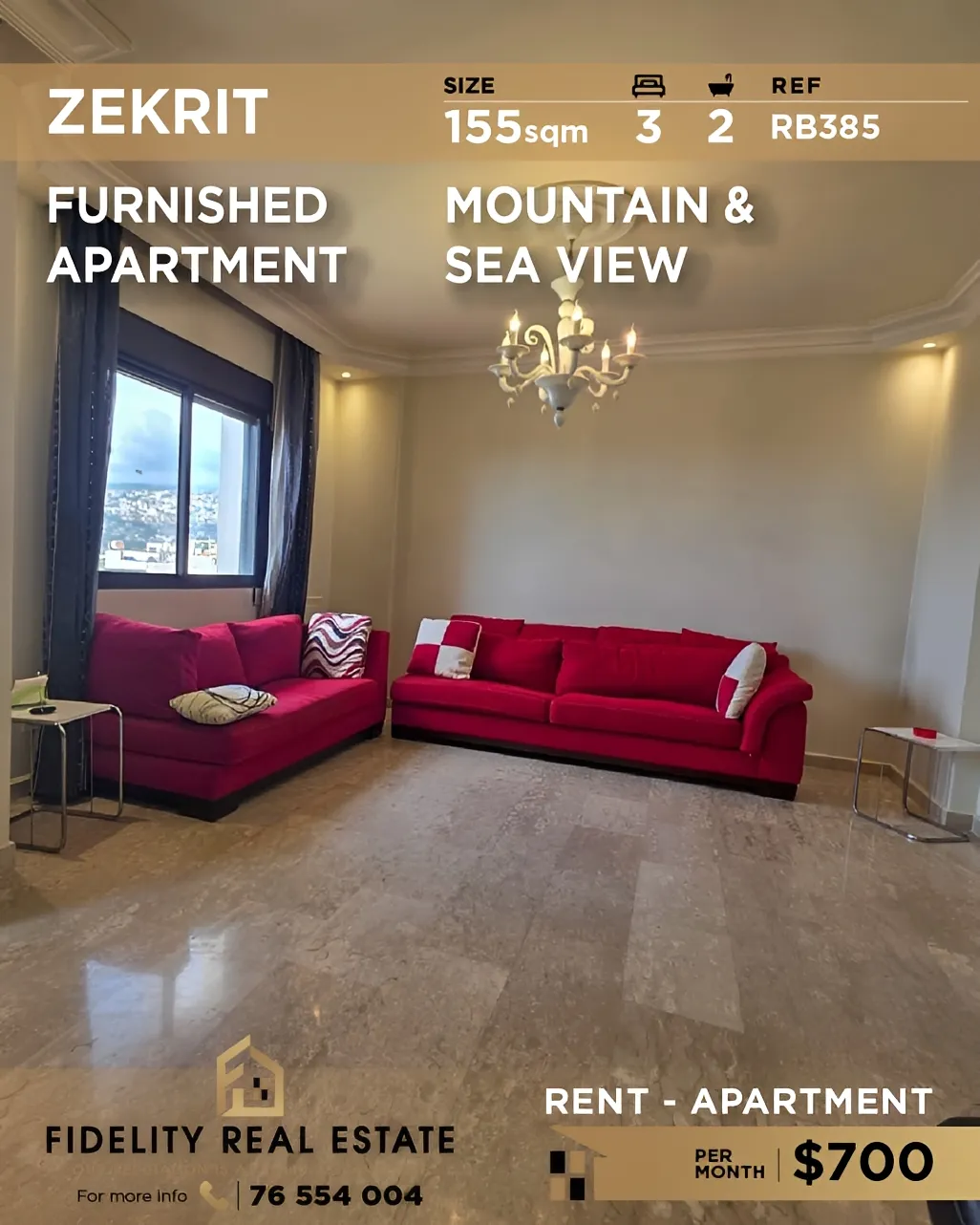 Apartment for rent in Zikrit, Lebanon - 3 bed, 2 bath