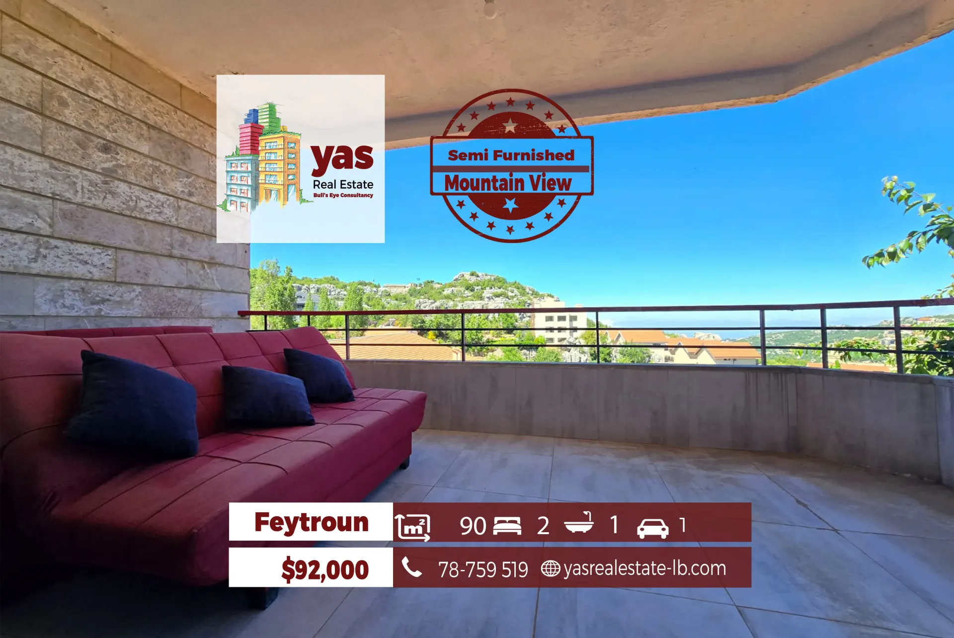 Apartment for Sale in Faytroun - 2 bed, 1 bath
