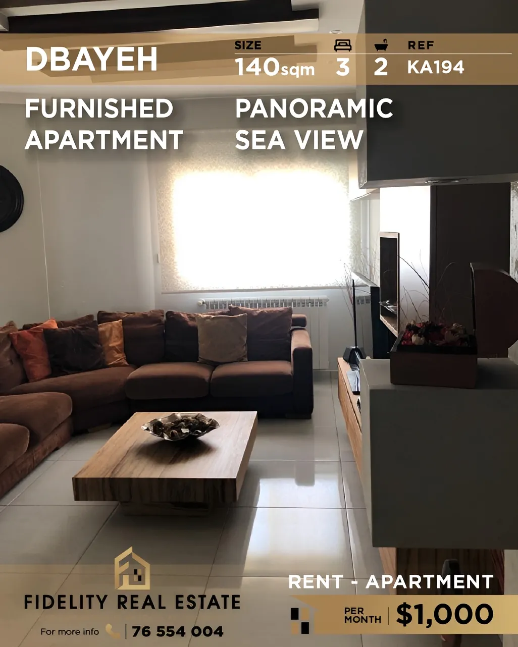 Apartment for rent in Dbayeh, Lebanon - 3 bed, 2 bath
