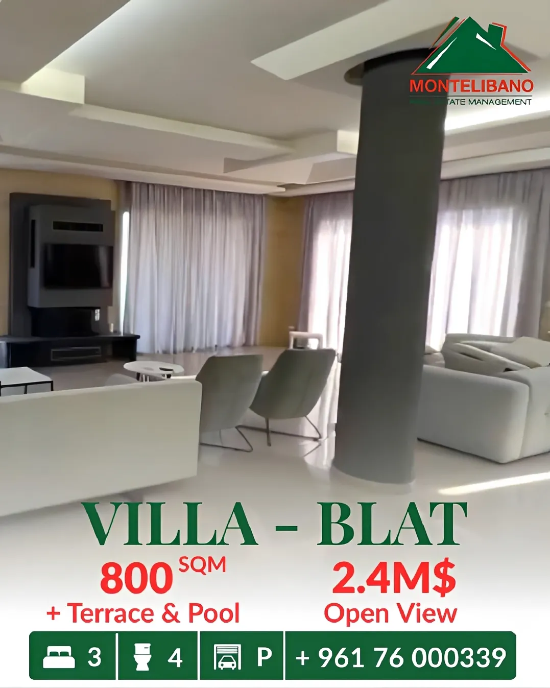 Villa for sale in Blat, Lebanon