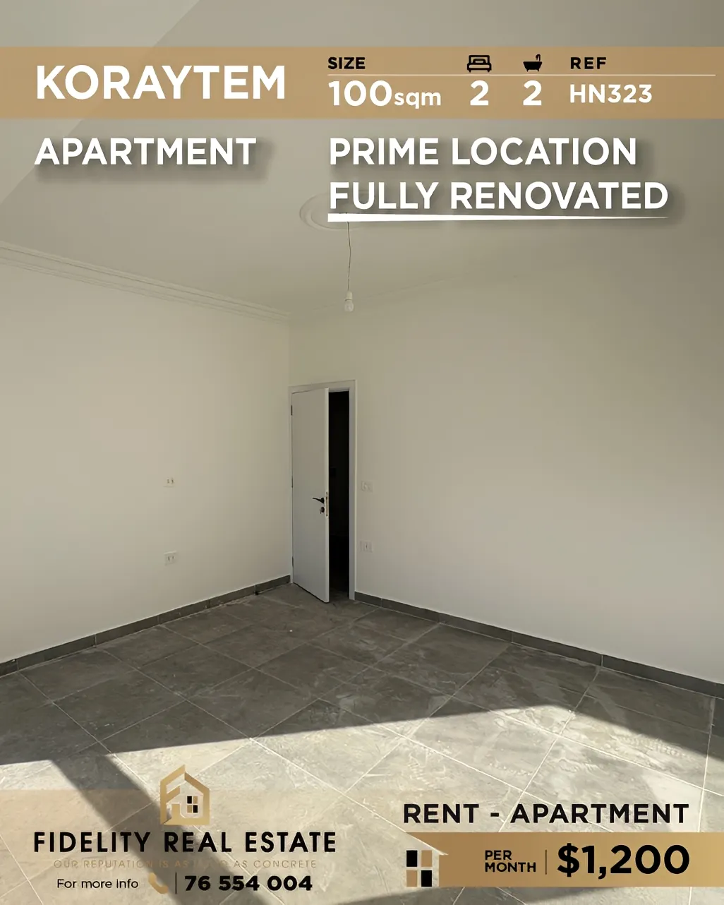 Apartment for rent in Kraytem, Beirut, Lebanon - 2 bed, 2 bath