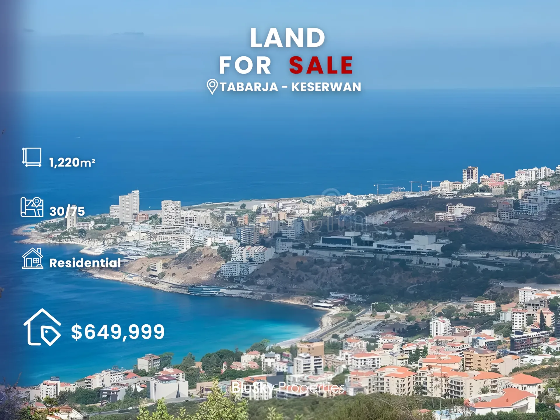 Land for sale in Tabarja, lebanon