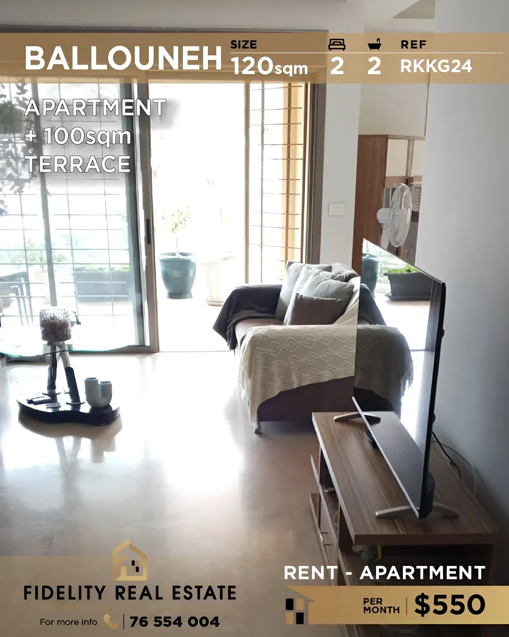 Apartment for rent in Ballouneh, Lebanon - 2 bed, 2 bath
