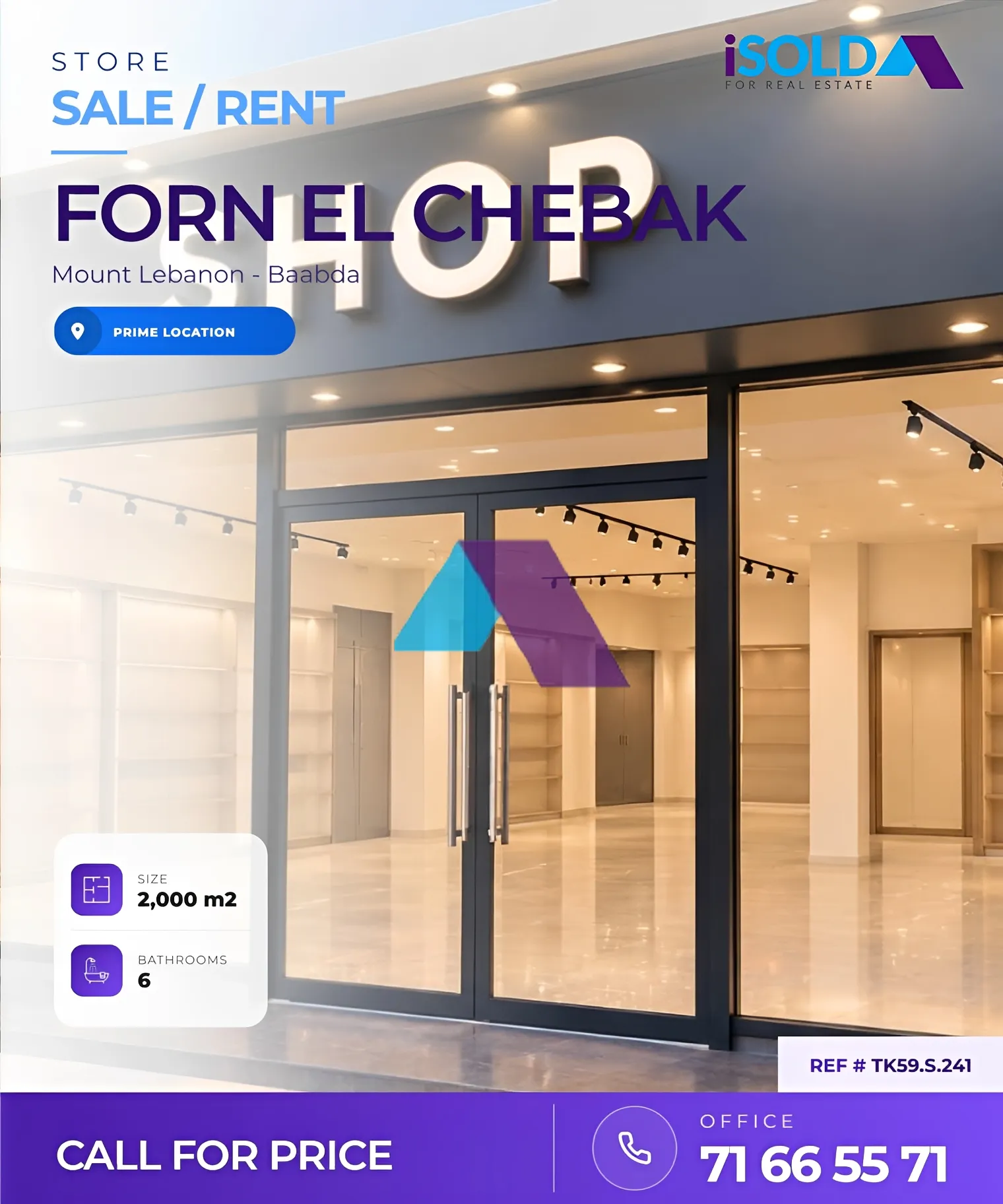 Shop for sale in Forn El Chebbak