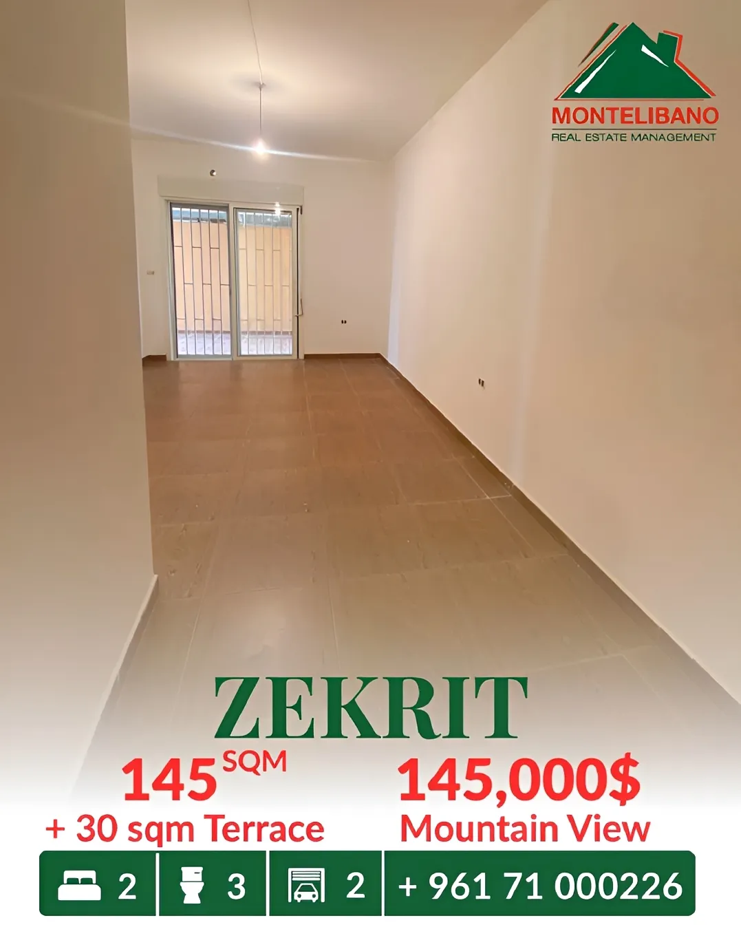Apartment for sale in Zikrit, Lebanon - 2 bed, 3 bath