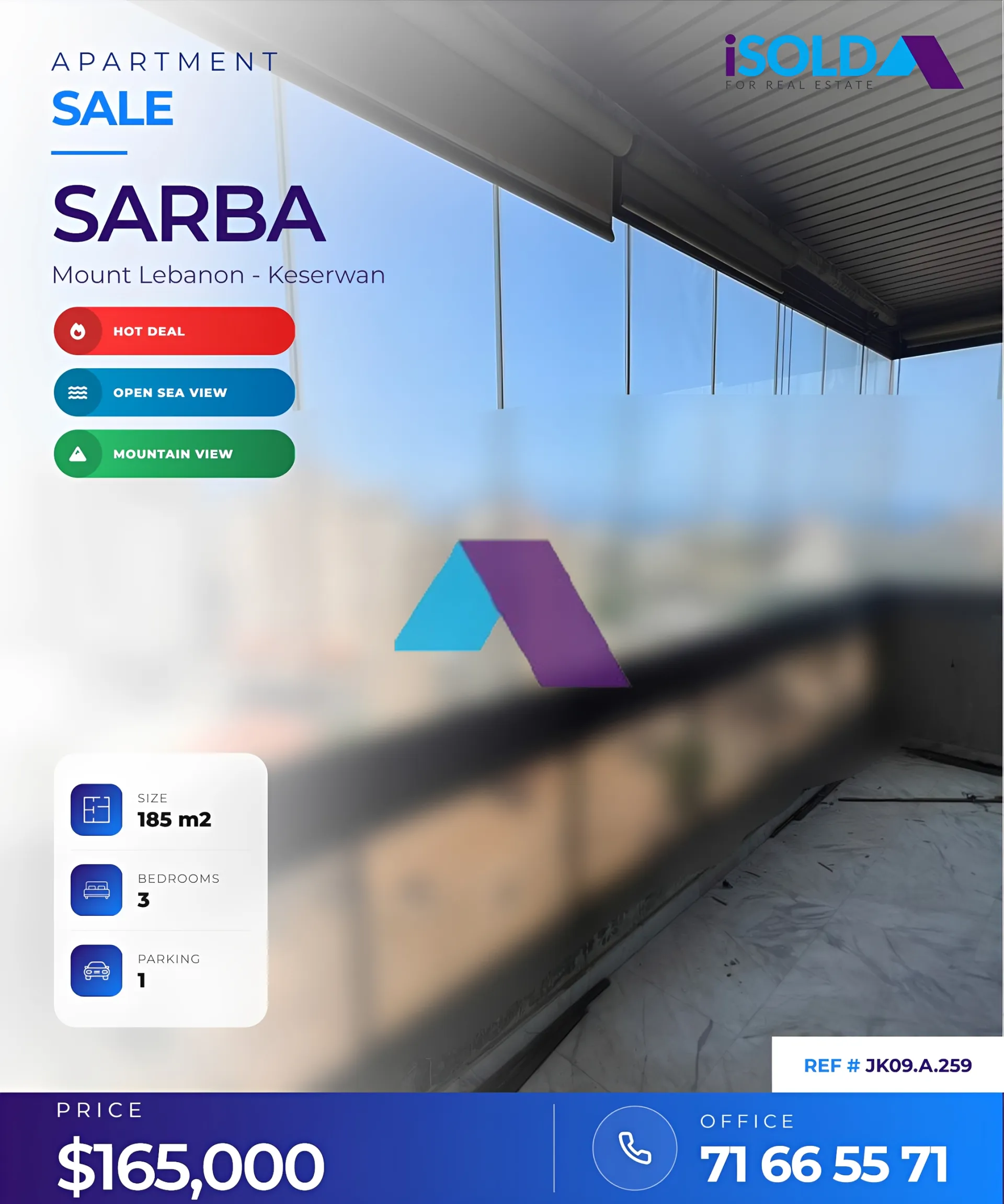 Apartment for sale in Sarba, Jounieh, Lebanon - 3 bed, 3 bath