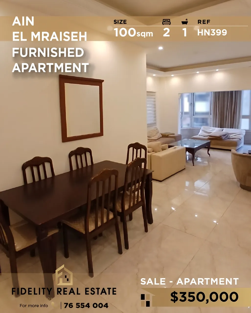 Apartment for sale in Ain El Mraiseh, Bayrut, Lebanon