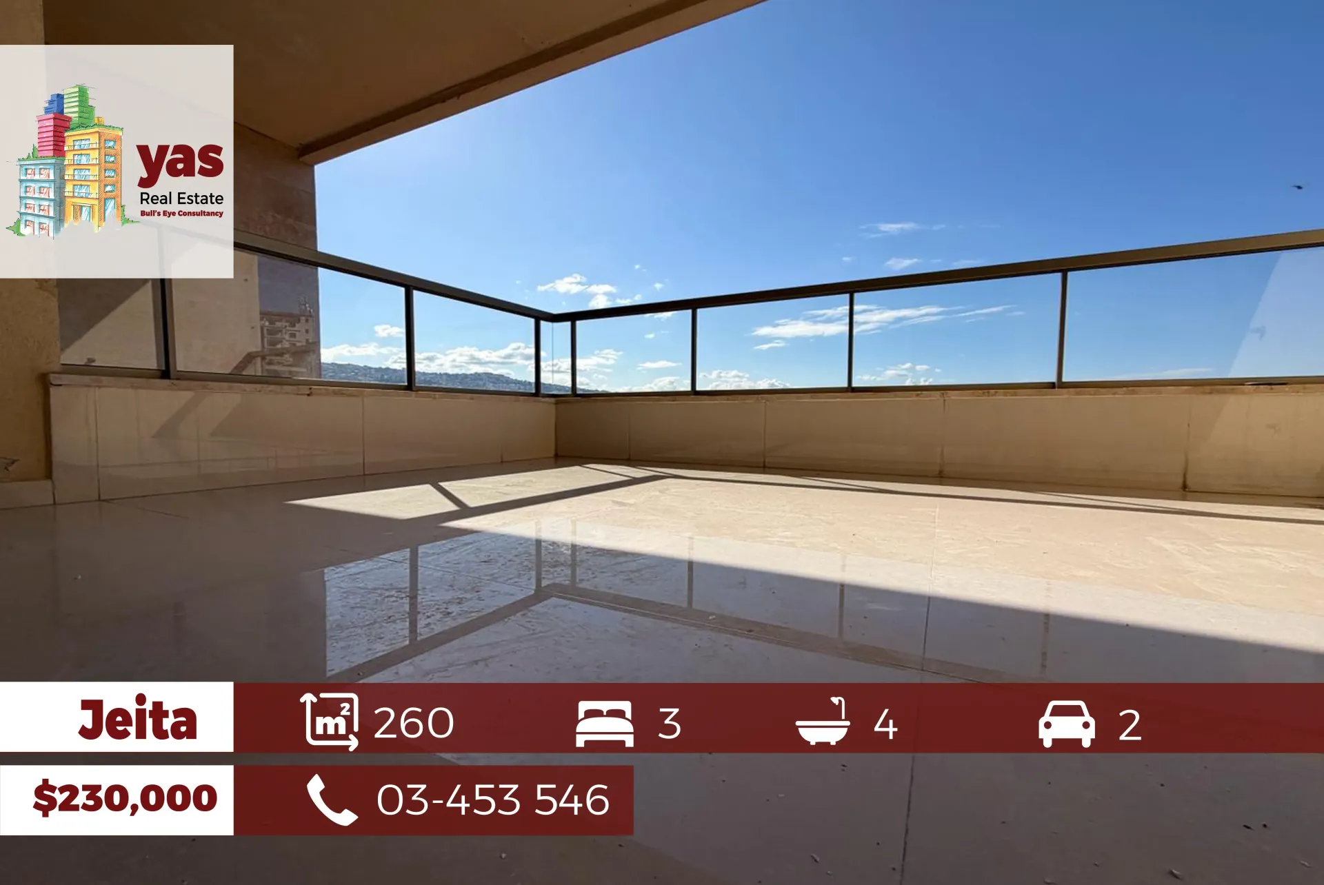 Apartment for Sale in Jeita - 3 bed, 5 bath