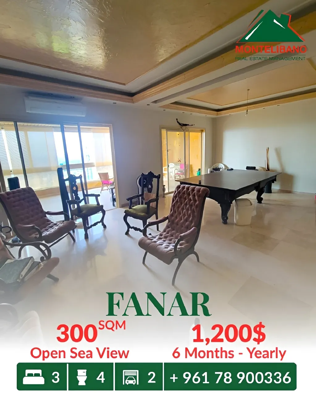 Apartment for rent in Fanar - 3 bed, 4 bath
