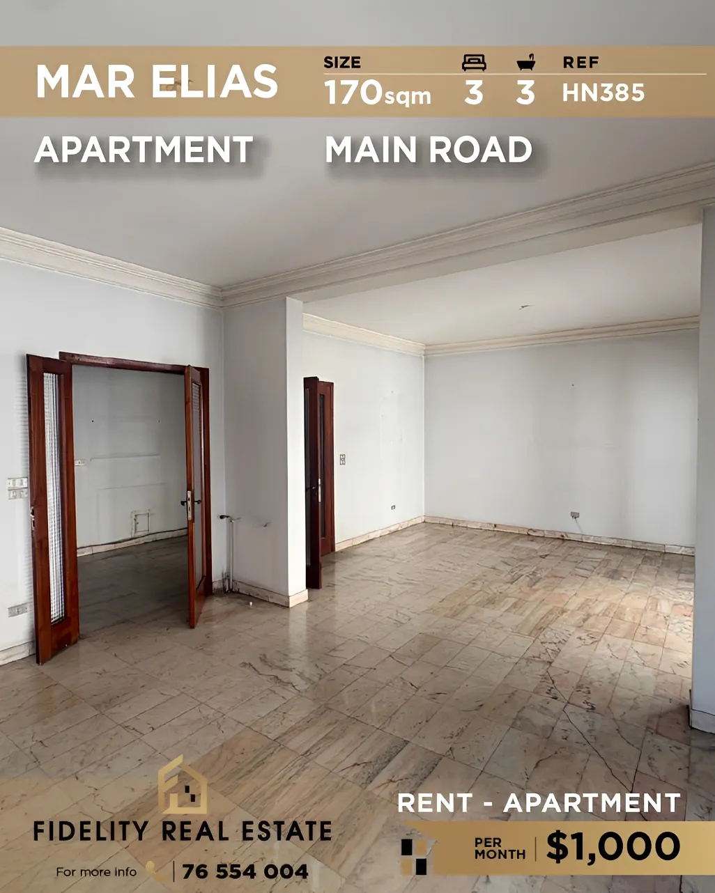 Apartment for rent in Mar Elias refugee camp, Beirut, Lebanon