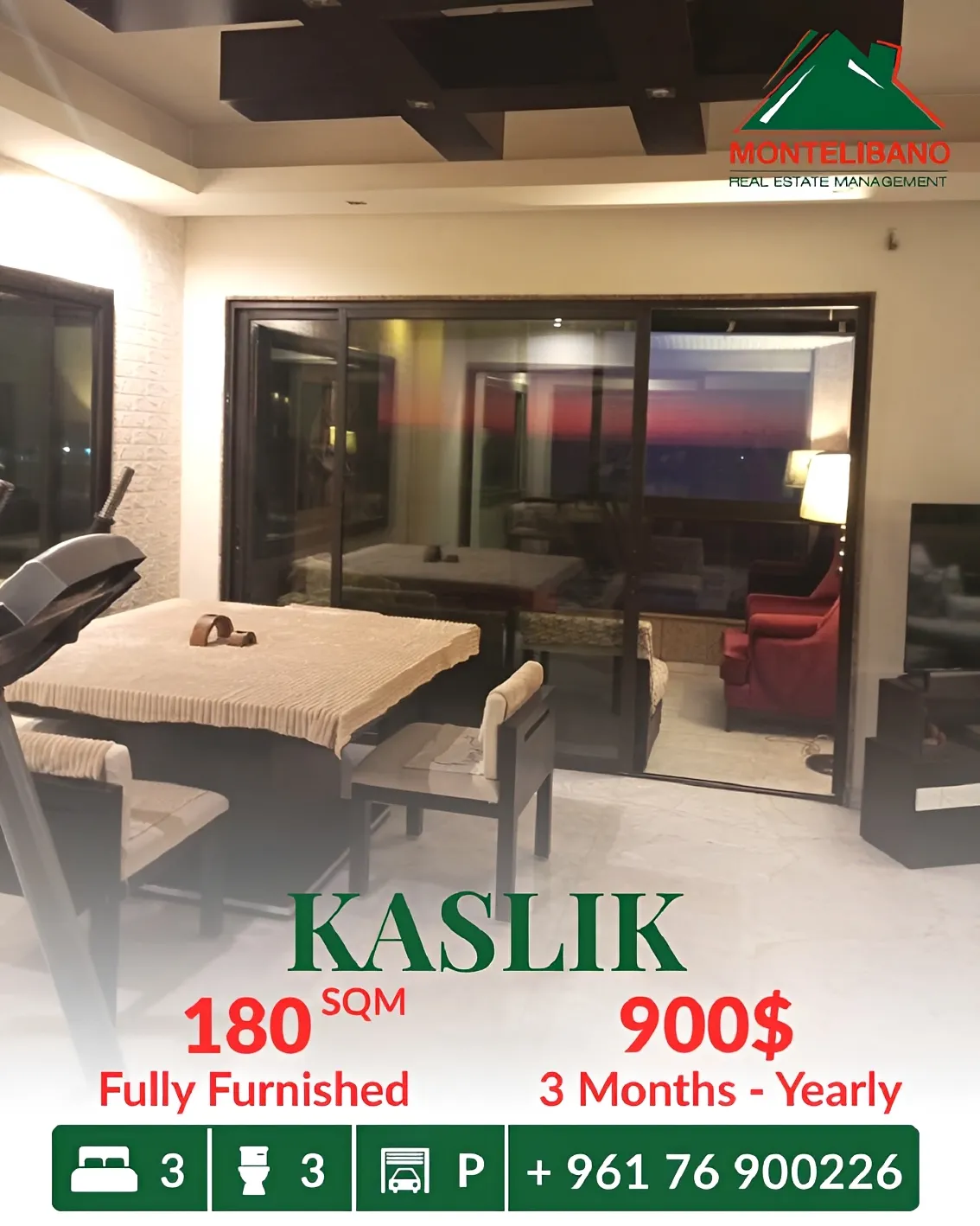 Apartment for rent in Kaslik, Lebanon